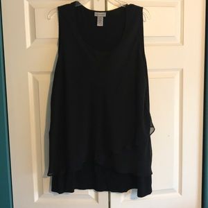 Black dressy tank top w gauze front layers